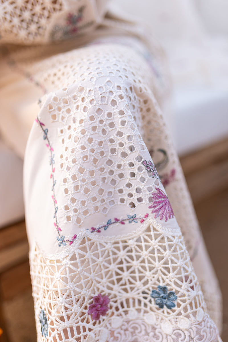 3PC LAWN EMB SHIRT WITH ORGANZA CUTWORK EMB DUPATTA AND TROUSER - 455
