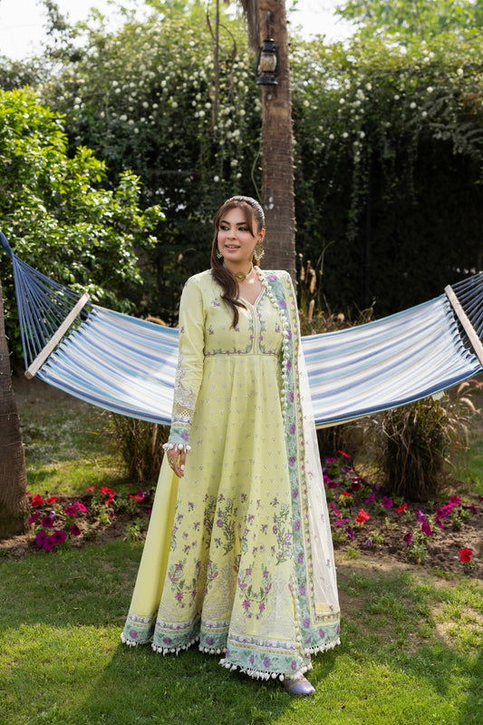 3PC LAWN EMBROIDERED SHIRT WITH NET EMBROIDERED DUPATTA AND TROUSER -728