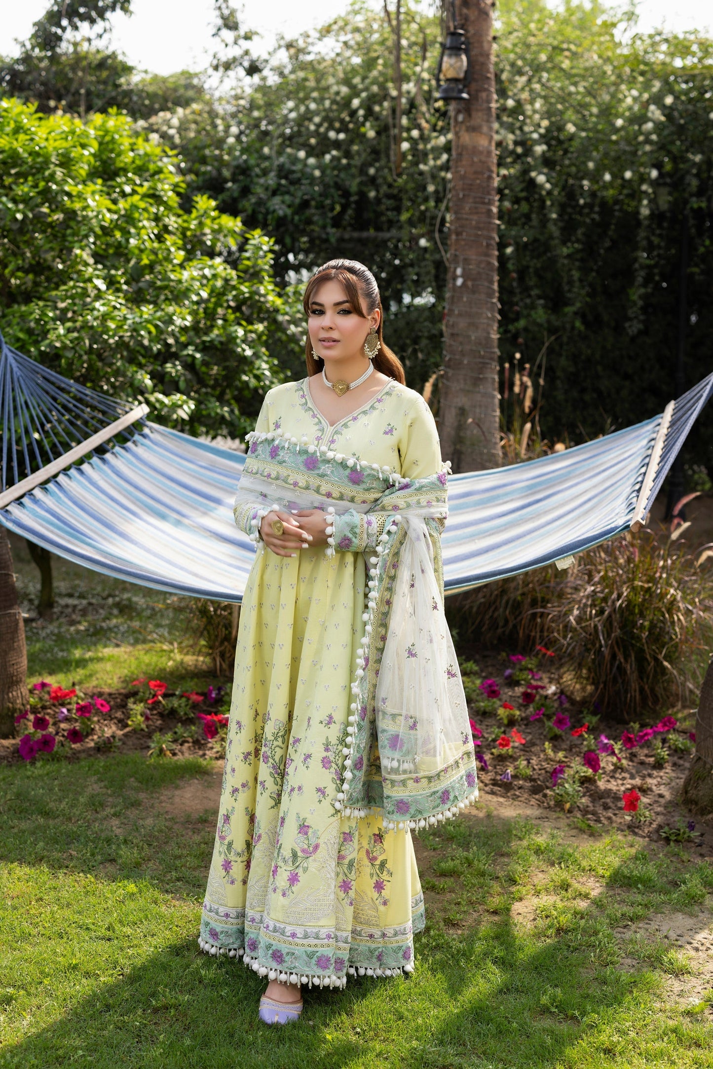 3PC LAWN EMBROIDERED SHIRT WITH NET EMBROIDERED DUPATTA AND TROUSER -728