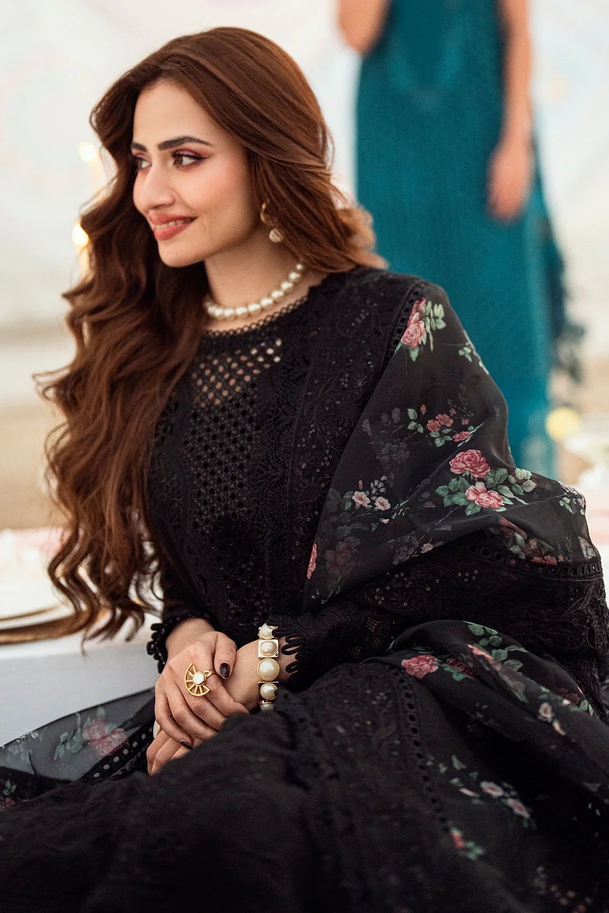 3PC LAWN EMBROIDERED SHIRT WITH COTTON NET PRINTED EMBROIDERED DUPATTA AND TROUSER -520
