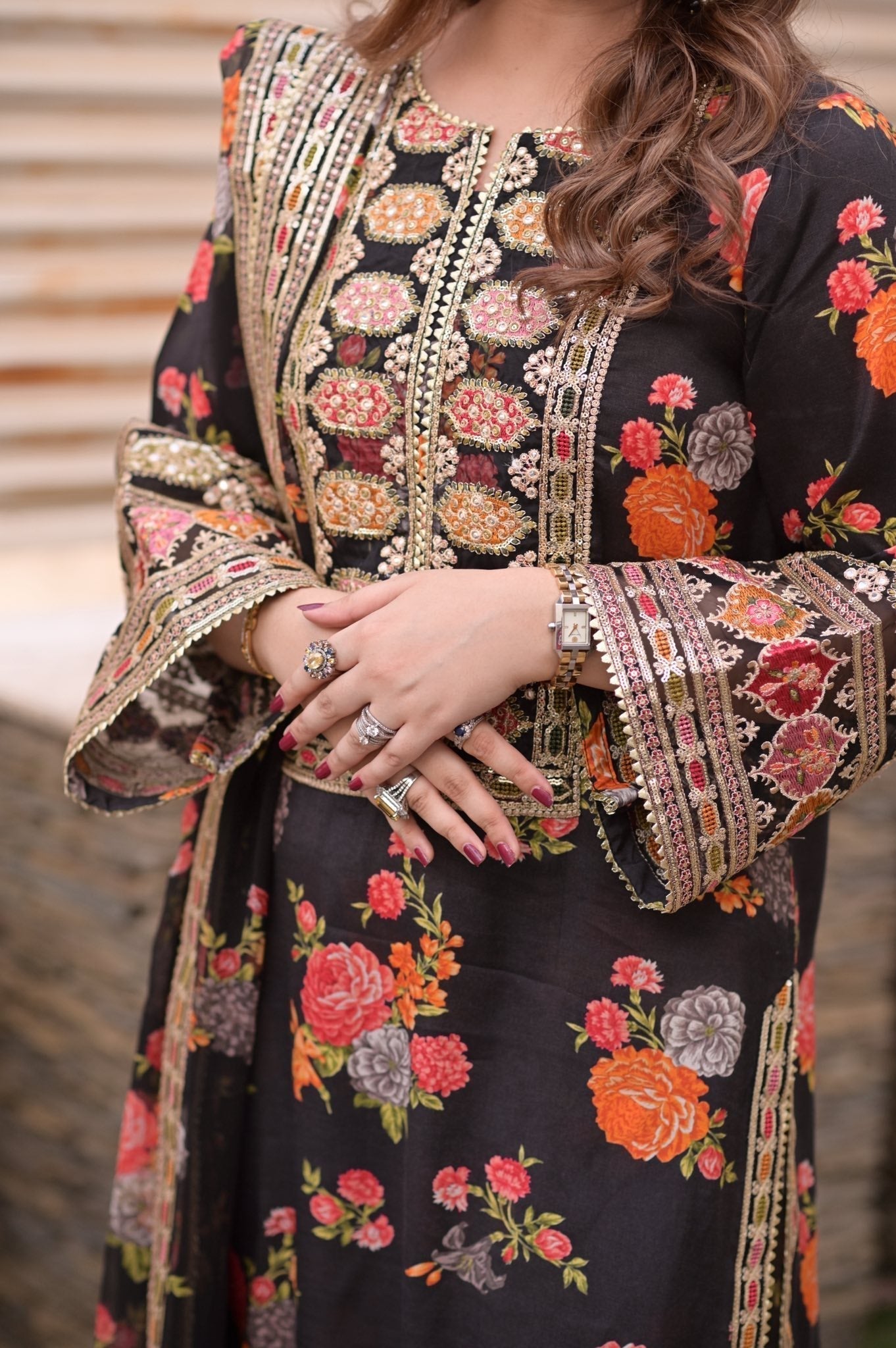 Silk-3PC Unstitched Black 263