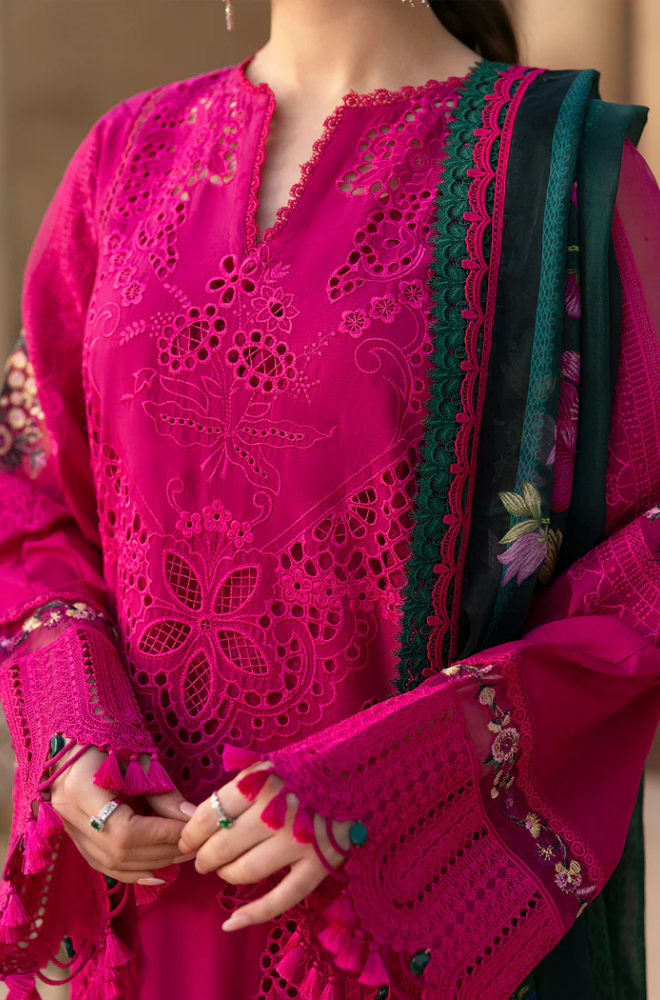3PC Lawn Unstitch Embroidered Shirt With Digital Printed Jacquard Dupatta 708
