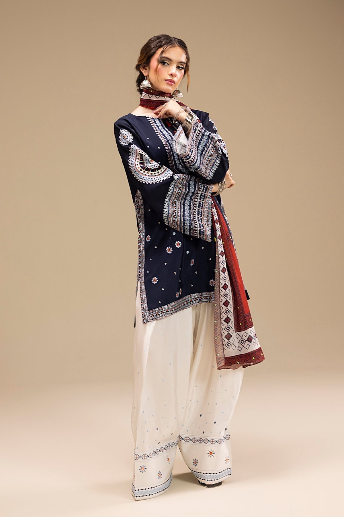 UNSTITCHED 3PC DHANAK EMBROIDERED SUIT 241