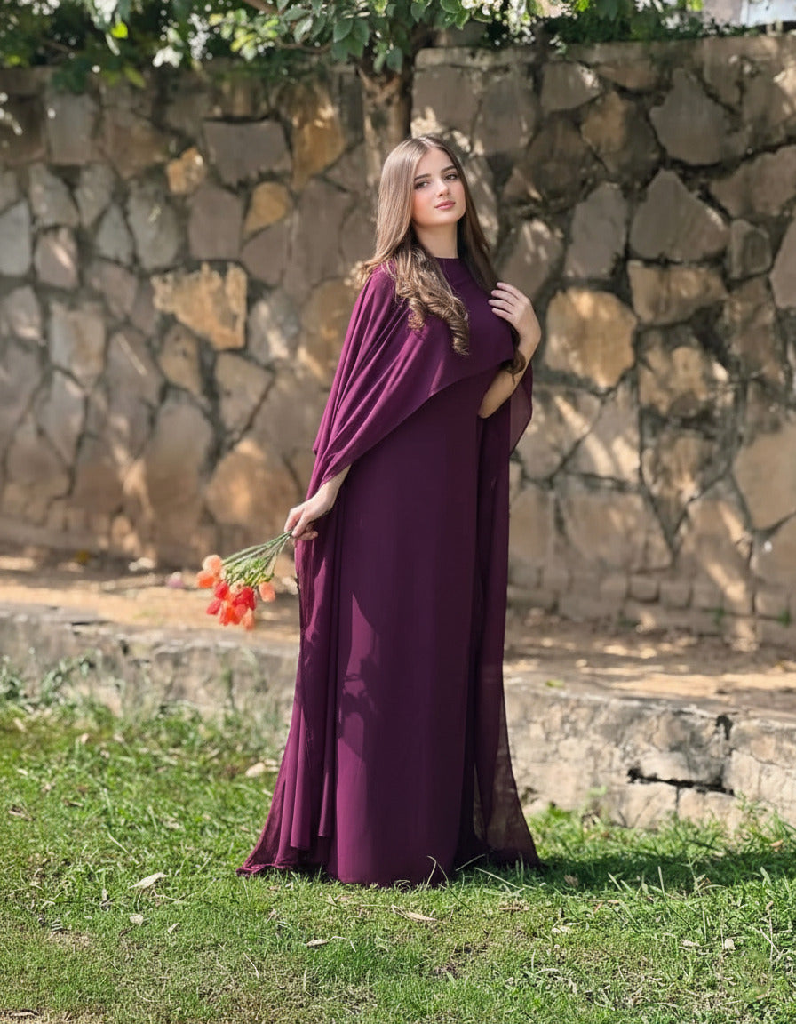Cap Shawl with long body fitted Maxi 2pcs shefone stuff